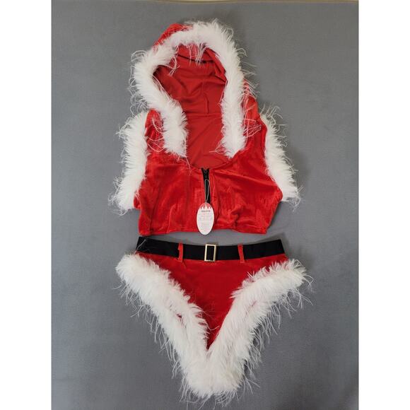 RSLOVE Women Christmas Santa Lingerie Set Velvet Claus Outfit 2Pcs XL - Picture 2 of 9